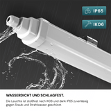 6er-Pack LED Feuchtraumleuchte, 120 cm, 36 W, 4320 lm, 4000 K (neutralweiß), IP65, IK06, durchschleifbar, mit Quick Connector