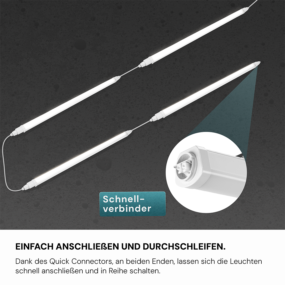 LED Feuchtraumleuchte, 120 cm, 36 W, 4320 lm, 4000 K (neutralweiß), IP65, IK06, durchschleifbar, mit Quick Connector