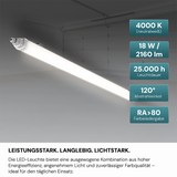 6er-Pack LED Feuchtraumleuchte, 60 cm, 18 W, 2160 lm, 4000 K (neutralweiß), IP65, IK06, durchschleifbar, mit Quick Connector