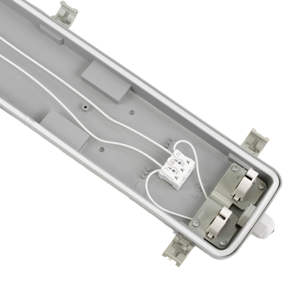 LED Wannenleuchte Gehäuse für 2x LED-Röhren T8, 120cm, IP65, IK08