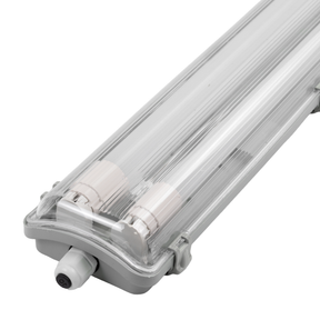 LED Wannenleuchte 60 cm, inkl 2 x 9W LED-Röhren T8,durchschleifbar, 4000K, IP65, IK08.