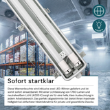 LED Wannenleuchte 60 cm, inkl 2 x 9W LED-Röhren T8,durchschleifbar, 4000K, IP65, IK08.