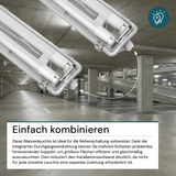 LED Wannenleuchte 60 cm, inkl 2 x 9W LED-Röhren T8,durchschleifbar, 4000K, IP65, IK08.