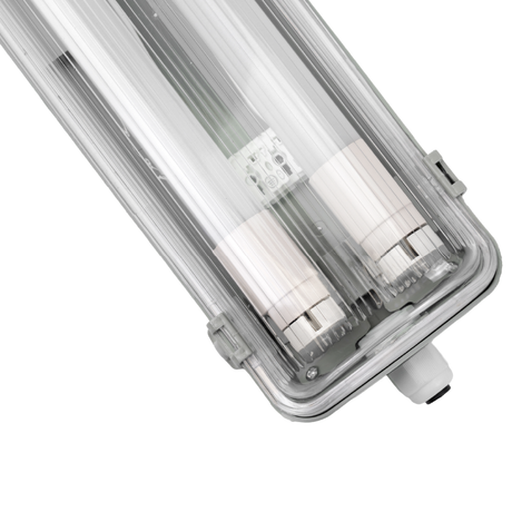 LED Wannenleuchte 60 cm, inkl 2 x 9W LED-Röhren T8,durchschleifbar, 4000K, IP65, IK08.