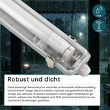 LED Wannenleuchte mit 1x 22W LED-Röhren T8, 150cm, 4000K, IP65, IK08
