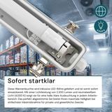 LED Wannenleuchte mit 1x 22W LED-Röhren T8, 150cm, 4000K, IP65, IK08