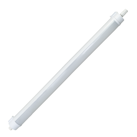 LED Feuchtraumleuchte, 120 cm, 40W-34W-28W einstellbar, max. 5558 lm, 3CCT,IP65, IK08,  rund, durchschleifbar.