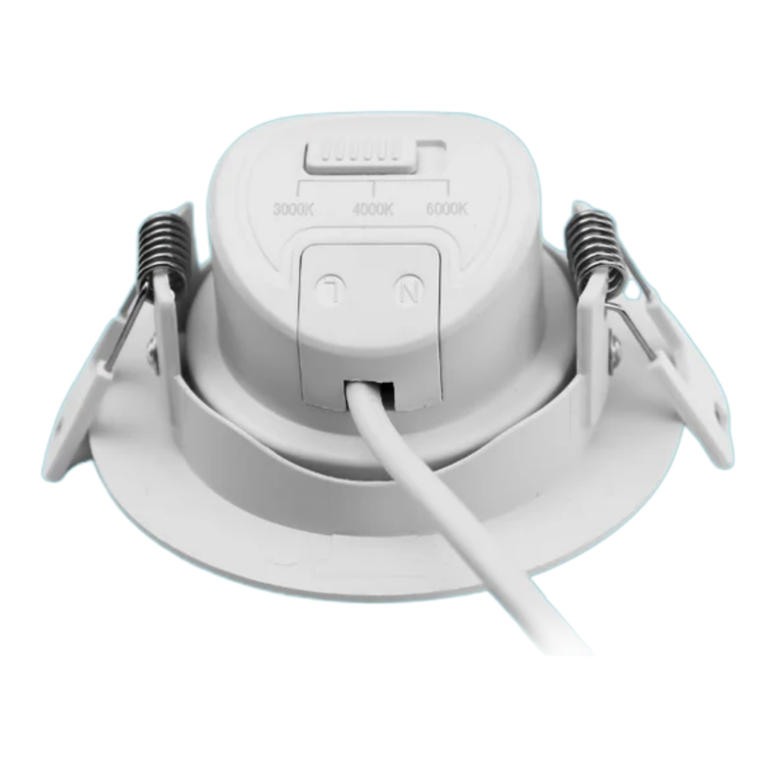 LED CCT Downlight schwenkbar, 7W, 718lm, 38°, in Cremeweiß, IP44, 3000K-4000K-6000K einstellbar
