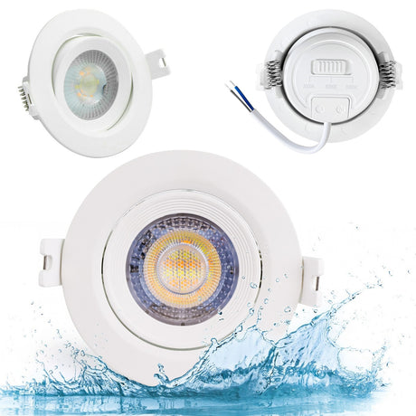 8er Set LED CCT Downlight schwenkbar, 7W, 718lm, 38°, IP44, 3000K-4000K-6000K einstellbar.