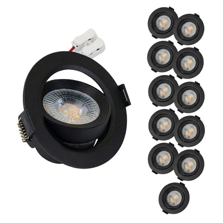 LED Downlight, schwenkbar, in Schwarz, 7 W, 600 lm, 3000 K (warmweiß), 38°, Einbaustrahler