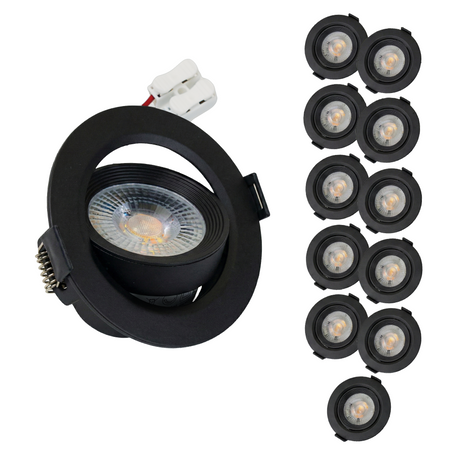 LED CCT Downlight, dimmbar, schwenkbar, in Schwarz, 7 W, 600 lm, 3000 - 6500 K (einstellbar), 38°, Einbaustrahler