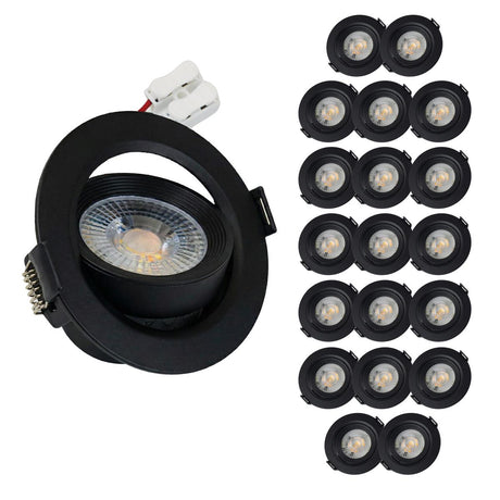 LED CCT Downlight, dimmbar, schwenkbar, in Schwarz, 5 W, 450 lm, 3000 - 6500 K (einstellbar), 38°, Einbaustrahler