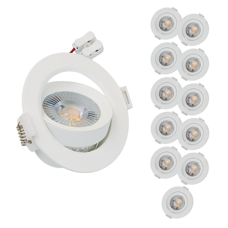 LED Downlight, schwenkbar, in Weiß, 5 W, 450 lm, 3000 K (warmweiß), 38°, Einbaustrahler