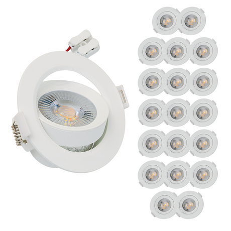 LED Downlight, schwenkbar, in Weiß, 7 W, 600 lm, 3000 K (warmweiß), 38°, Einbaustrahler