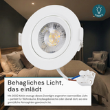 LED Downlight, schwenkbar, in Weiß, 5 W, 450 lm, 3000 K (warmweiß), 38°, Einbaustrahler