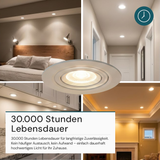 LED Downlight, schwenkbar, in Weiß, 5 W, 450 lm, 3000 K (warmweiß), 38°, Einbaustrahler