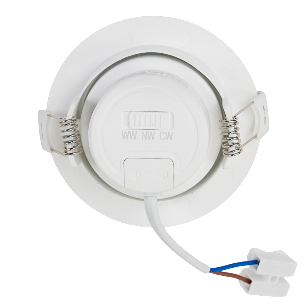 LED CCT Downlight, dimmbar, schwenkbar, in Weiß, 5 W, 450 lm, 3000 - 6500 K (einstellbar), 38°, Einbaustrahler