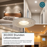 LED CCT Downlight, dimmbar, schwenkbar, in Weiß, 7 W, 600 lm, 3000 - 6500 K (einstellbar), 38°, Einbaustrahler