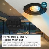 LED CCT Downlight, dimmbar, schwenkbar, in Schwarz, 5 W, 450 lm, 3000 - 6500 K (einstellbar), 38°, Einbaustrahler