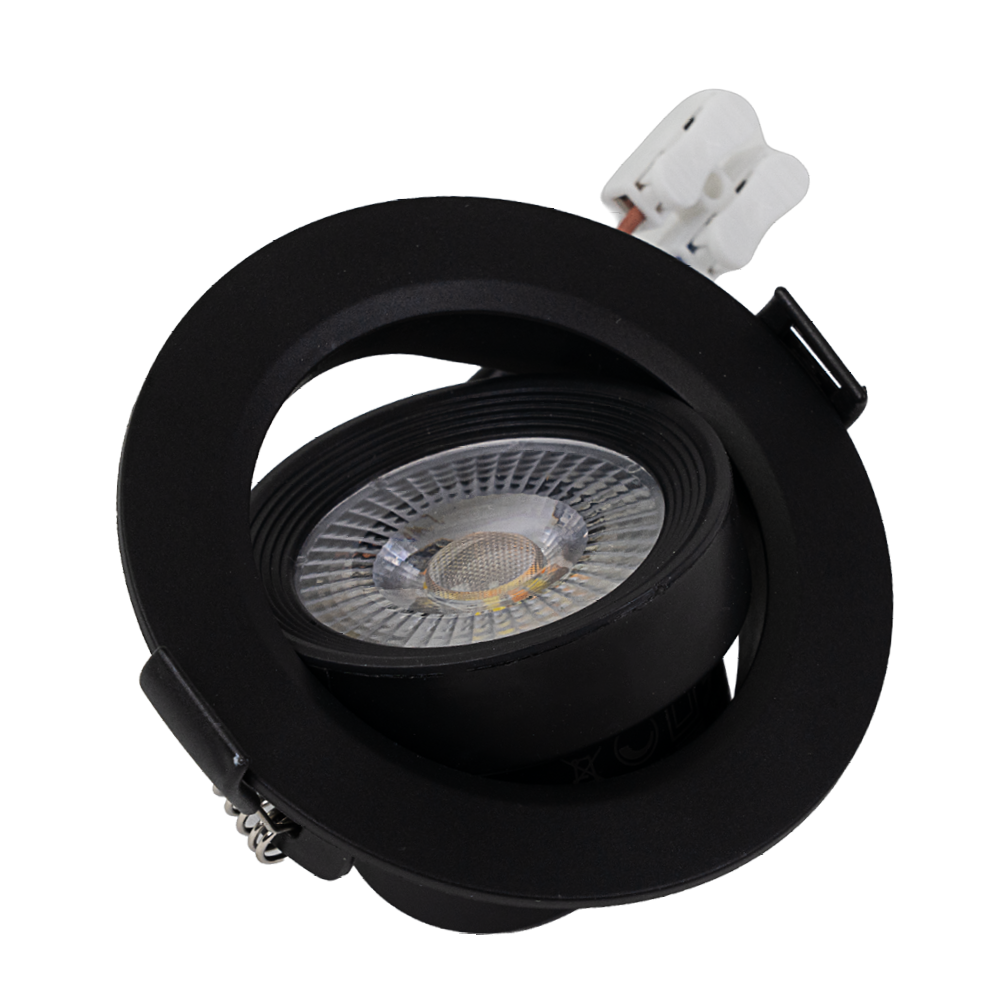 LED CCT Downlight, dimmbar, schwenkbar, in Schwarz, 7 W, 600 lm, 3000 - 6500 K (einstellbar), 38°, Einbaustrahler