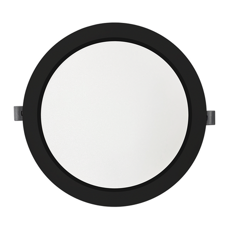 LED Einbauleuchte in Schwarz, 24 W, 230 V, IP44-geschützt, 2400 lm, Lichtfarbe einstellbar, Ø295x28 mm, Einbaustrahler mit Diffusor, Badezimmer Deckenleuchte