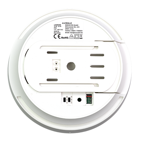 LED CCT Aufbauleuchte, 12–24 W, 2500 lm, Ø230 × 60 mm, 3000-4000-6500K einstellbar, Klickmontage, integrierter Anschlussblock, rund