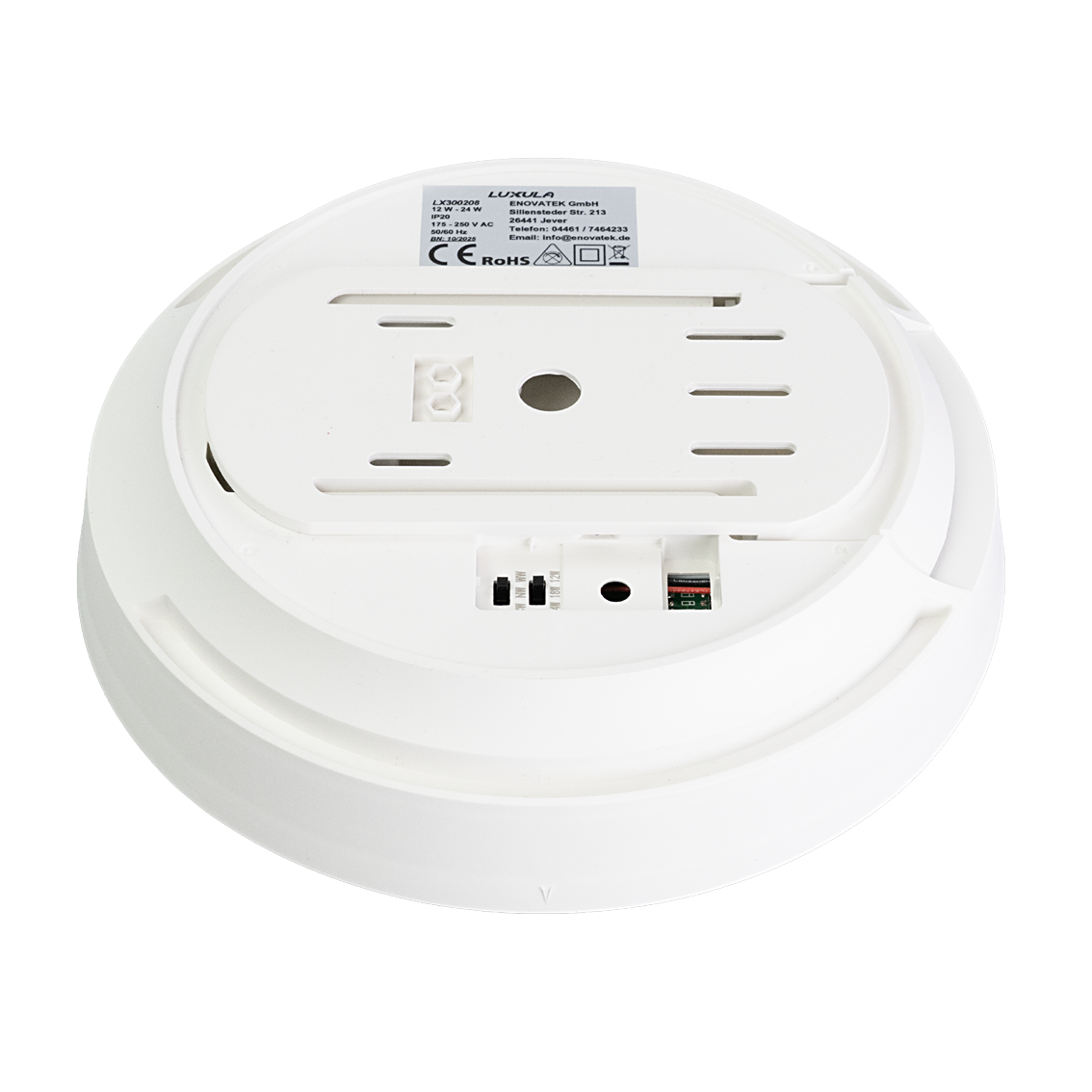 LED CCT Aufbauleuchte, 12–24 W, 2500 lm, Ø230 × 60 mm, 3000-4000-6500K einstellbar, Klickmontage, integrierter Anschlussblock, rund