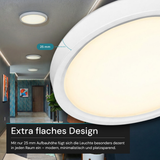 LED Panel, Ø30 cm, weiß, rund, 22 W, 2200 lm, Lichtfarbe einstellbar 3000 – 6500 K, Slim Design