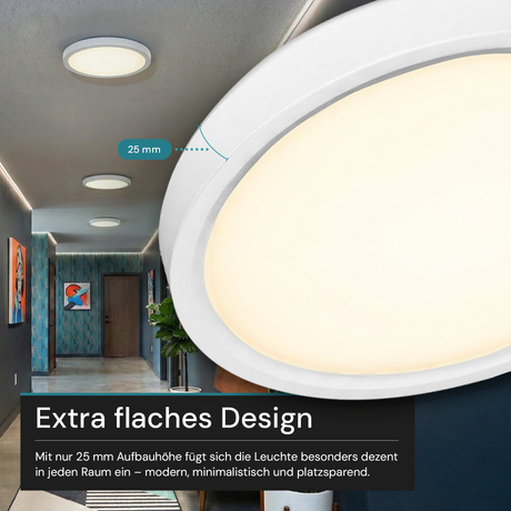 LED Panel, Ø30 cm, weiß, rund, 22 W, 2200 lm, Lichtfarbe einstellbar 3000 – 6500 K, Slim Design