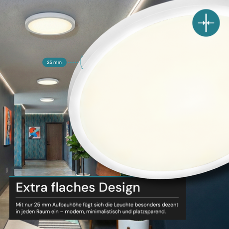 LED Panel, Ø50 cm, weiß, rund, 42 W, 4200 lm, Lichtfarbe einstellbar 3000 – 6500 K, Slim Design