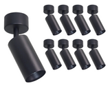 9er Pack Schwenkbarer LED Aufbauspot mit GU10 Fassung, schwarz, IP20, Aluminium