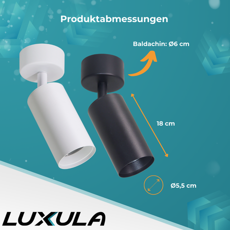 Schwenkbarer LED Aufbauspot mit GU10 Fassung, weiß, IP20, Aluminium.