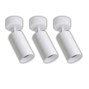 3er Pack Schwenkbarer LED Aufbauspot mit GU10 Fassung, weiß, IP20, Aluminium.