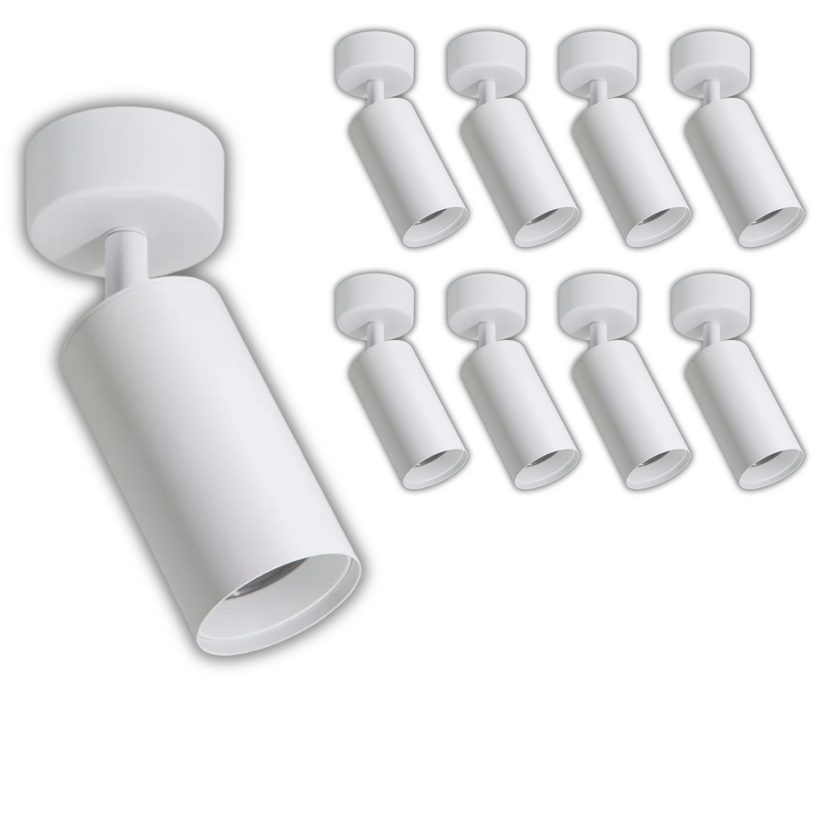 9er Pack Schwenkbarer LED Aufbauspot mit GU10 Fassung, weiß, IP20, Aluminium