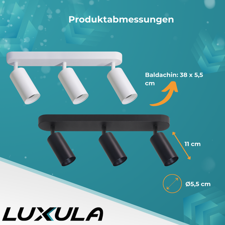 9er Pack Schwenkbarer LED Aufbauspot mit GU10 Fassung, 3-flammig, weiß, IP20, Aluminium.
