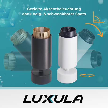 3er Pack Schwenkbarer LED Aufbauspot mit GU10 Fassung, schwarz/gold, IP20, Aluminium.