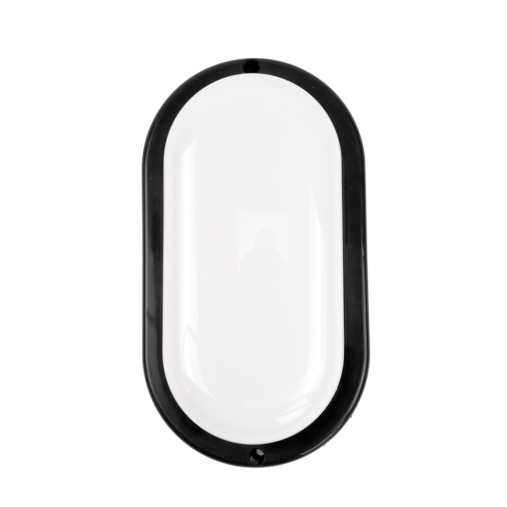 Kellerlampe in Schwarz, Ovalleuchte, 12 W, 1080 lm, Lichtfarbe einstellbar (CCT), IP54-wassergeschützt, Kabelverbinder, Wandleuchte Innen und Außen, Feuchtraumleuchte