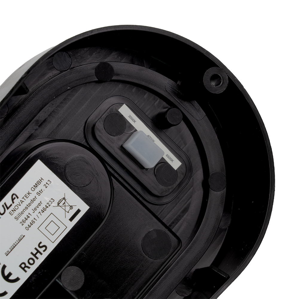 Kellerlampe in Schwarz, Ovalleuchte, 12 W, 1080 lm, Lichtfarbe einstellbar (CCT), IP54-wassergeschützt, Kabelverbinder, Wandleuchte Innen und Außen, Feuchtraumleuchte
