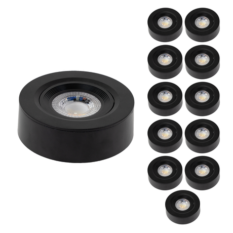 LED CCT Downlight, Ein- und Aufbaustrahler, schwenkbar, in Schwarz, 5 W, 500 lm, 38°, 3000K-6500K einstellbar