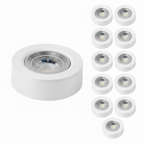 LED CCT Downlight, Ein- und Aufbaustrahler, schwenkbar, in Weiß, dimmbar, 5 W, 420 lm, 60°, 3000K-4000K-6500K einstellbar