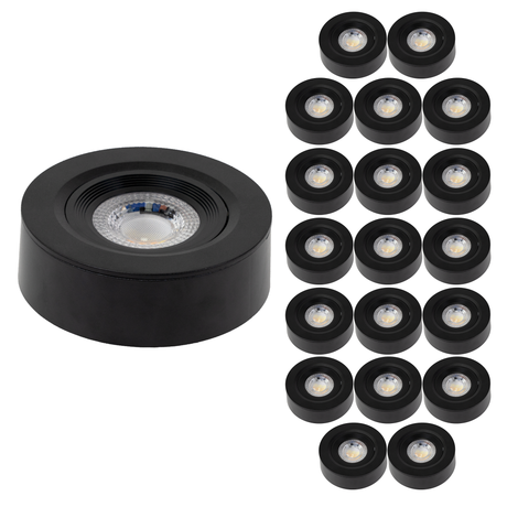 LED CCT Downlight, Ein- und Aufbaustrahler, schwenkbar, in Schwarz, dimmbar, 5 W, 420 lm, 60°, 3000K-4000K-6500K einstellbar