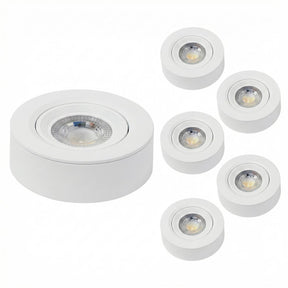 LED CCT Downlight, Ein- und Aufbaustrahler, schwenkbar, in Weiß, 5 W, 500 lm, 38°, 3000K-6500K einstellbar.