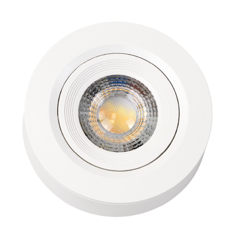 LED CCT Downlight, Ein- und Aufbaustrahler, schwenkbar, in Weiß, 5 W, 500 lm, 38°, 3000K-6500K einstellbar.