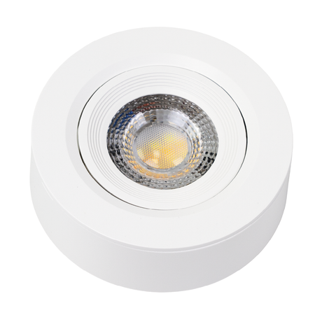 LED CCT Downlight, Ein- und Aufbaustrahler, schwenkbar, in Weiß, 5 W, 500 lm, 38°, 3000K-6500K einstellbar.