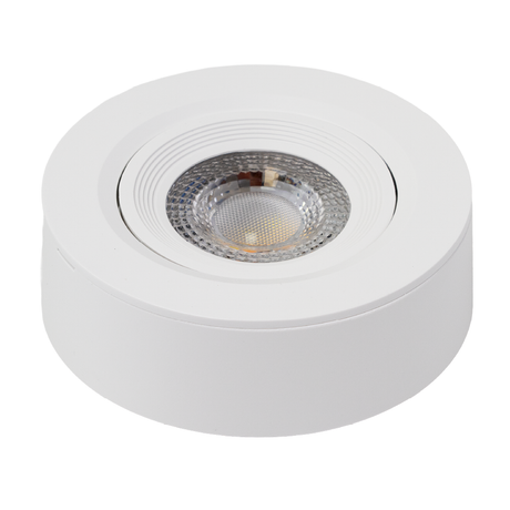 LED CCT Downlight, Ein- und Aufbaustrahler, schwenkbar, in Weiß, 5 W, 500 lm, 38°, 3000K-6500K einstellbar.