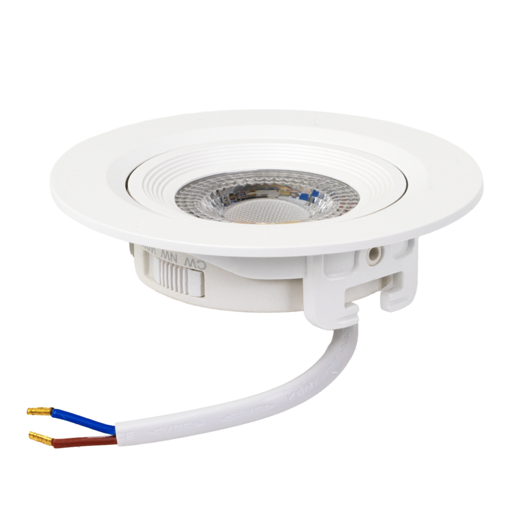 LED CCT Downlight, Ein- und Aufbaustrahler, schwenkbar, in Weiß, 5 W, 500 lm, 38°, 3000K-6500K einstellbar