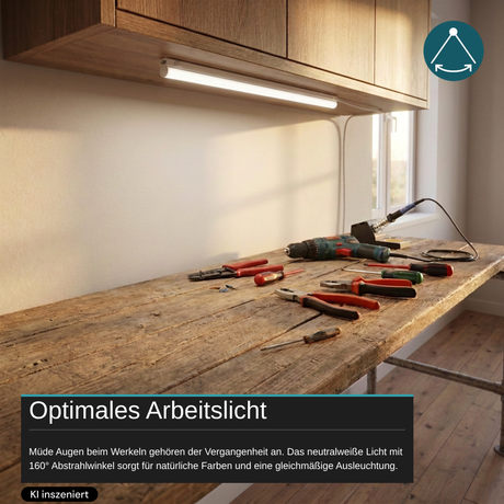 LED-Unterbauleuchte in Weiß, mit Schalter, 117 cm, 16 W, 1440 lm, 4500 K (neutralweiß), erweiterbar, Küchen- und Schrankbeleuchtung
