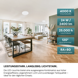 9er-Pack LED Deckenlampe, rund, 24 W, 2500 lm, 4000 K (neutralweiß), Ø35 cm, IP44-wassergeschützt, Quick Connector, moderne Leuchte, Badezimmer Lampe