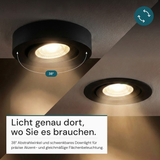 LED CCT Downlight, Ein- und Aufbaustrahler, schwenkbar, in Schwarz, 5 W, 500 lm, 38°, 3000K-6500K einstellbar