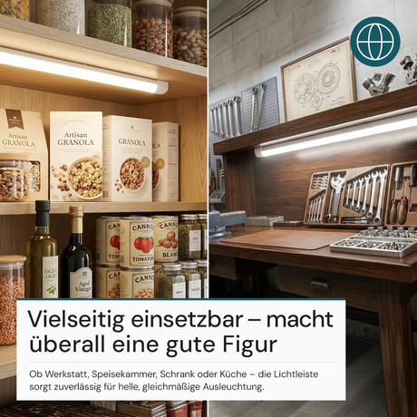 LED Unterbauleuchte, 150 cm, 45 W, 4850 lm, 3000-4000-6500 K, IP20, Lichtfarbe einstellbar, mit Anschlussblock, weiß